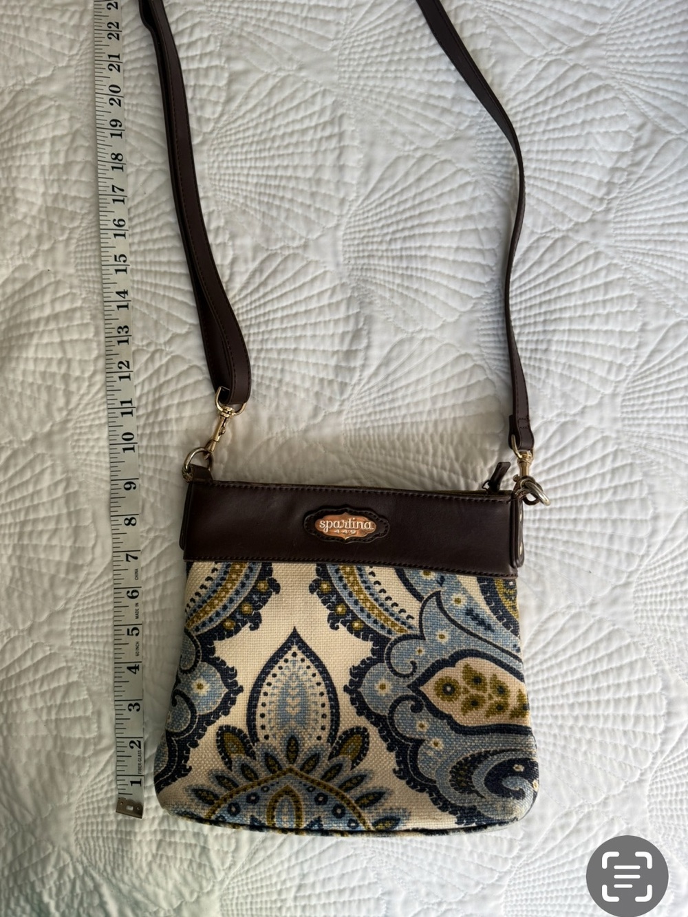 Spartina 449 Daufuski Island Juliette Hipster Bag Linen & Leather Crossbody
